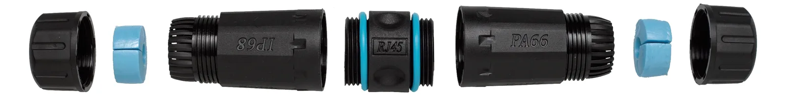 Equip Cat.6A RJ45-Inline-Koppler für den Außenbereich - RJ-45 - RJ-45 - Schwarz - Blau, Ansicht 3