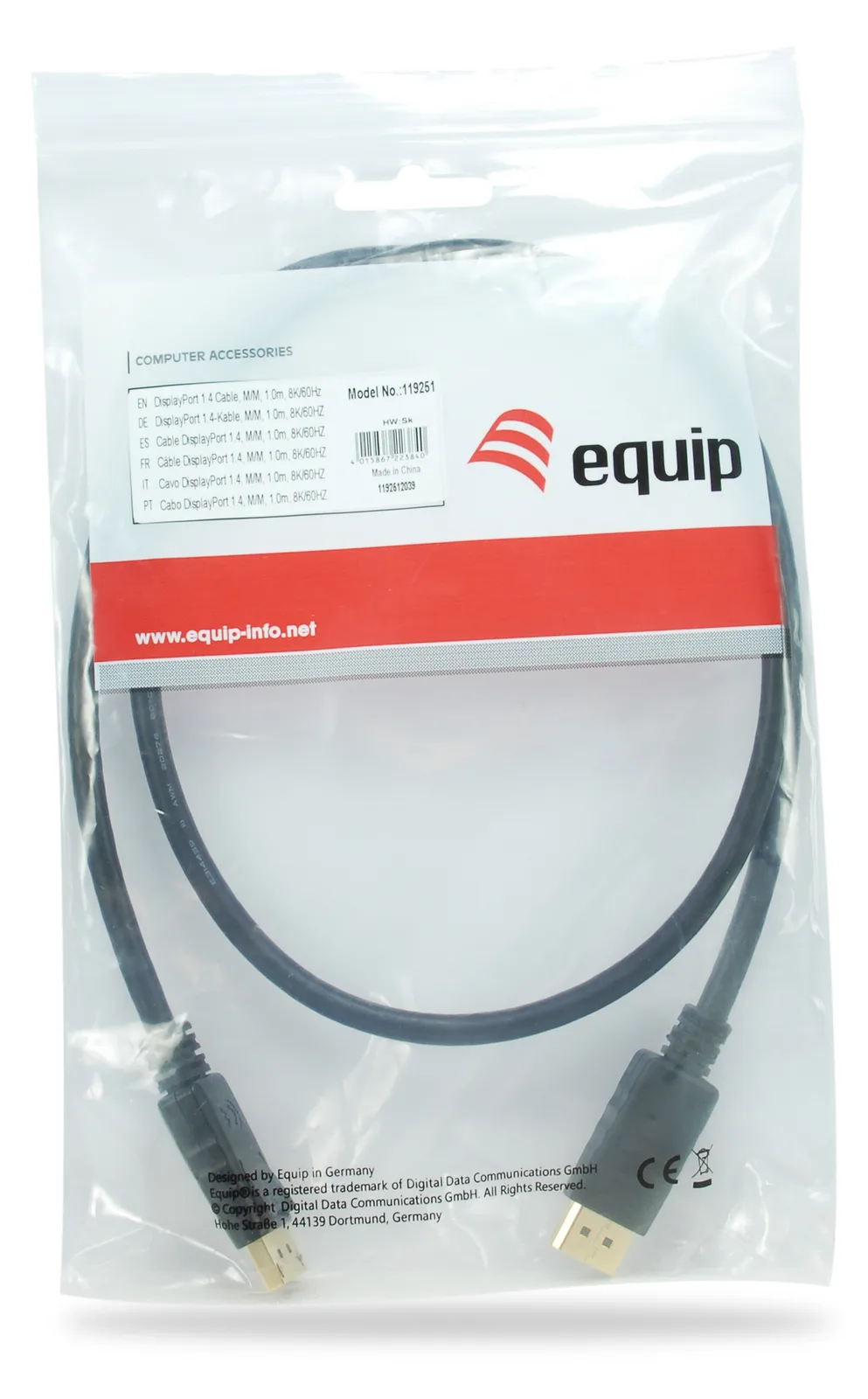 Equip Displayport 1.4 Kabel - 1.0m - 1 m - DisplayPort - DisplayPort - Männlich - Männlich - 7680 x 4320 Pixel, Ansicht 2