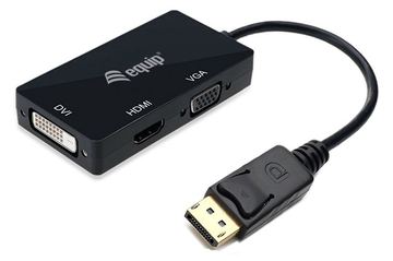 Equip DisplayPort-zu-VGA- / -HDMI- / -DVI-Adapter - 0,24 m - DisplayPort - DVI-D + VGA (D-Sub) + HDMI - Männlich von LumaTech