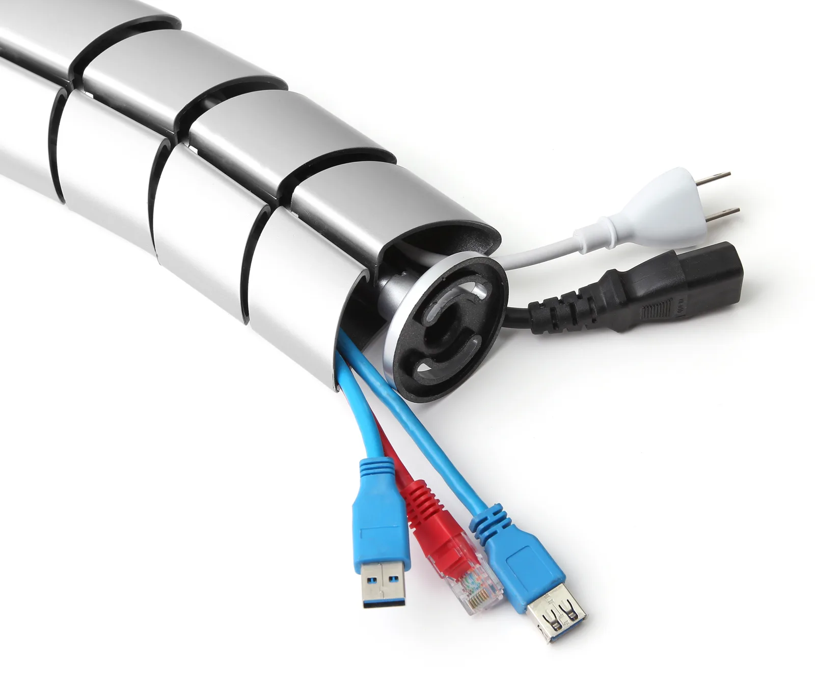 Equip Doppelkanal-Kabelführungsrücken - Silber - Kabelmuffe - Tisch/Bank - ABS Synthetik - Silber, Ansicht 2