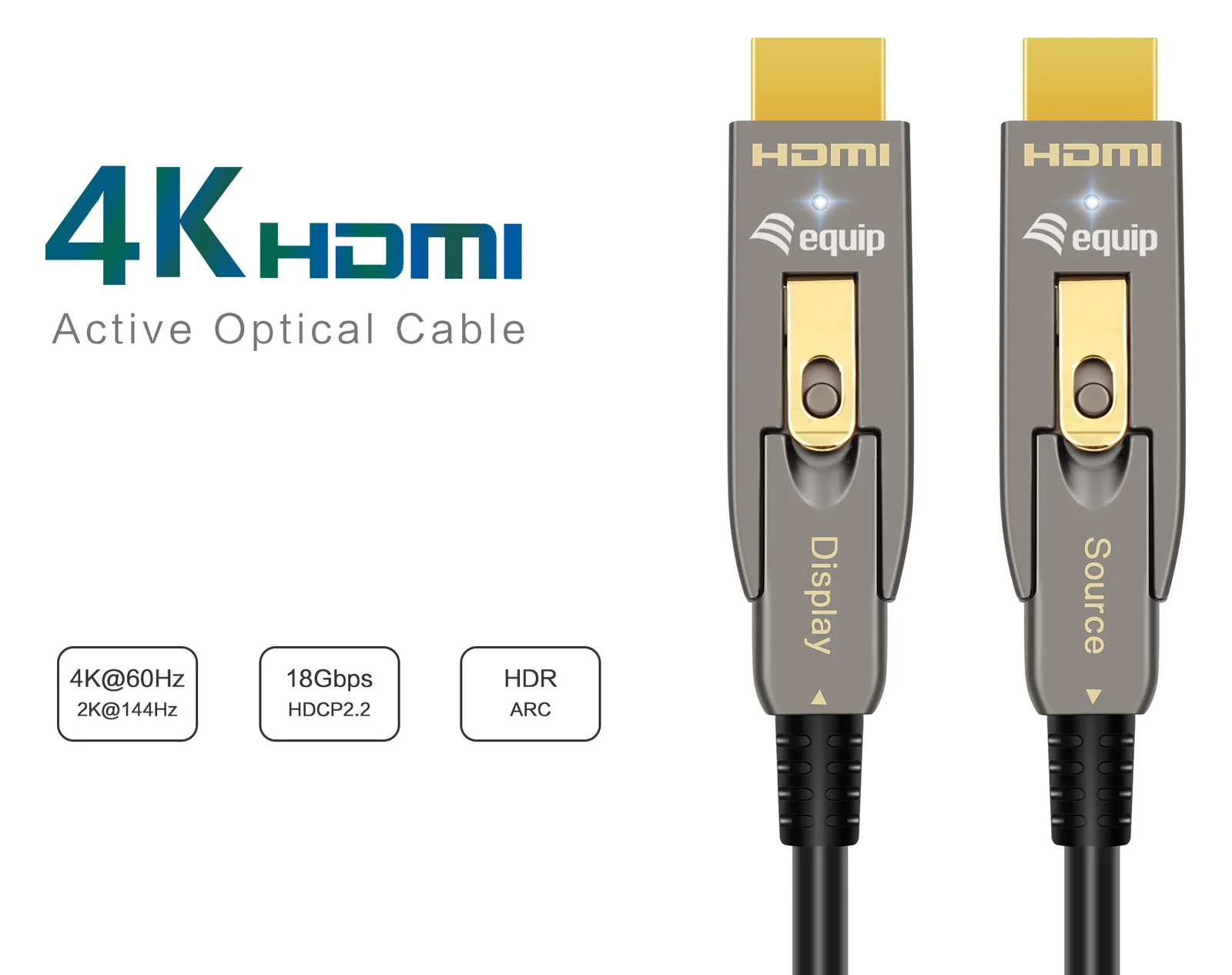 Equip Hdmi HS Ethernet 2.0 D/A D-AOC 4K/60Hz grau - Kabel - Digital/Display/Video, Ansicht 2
