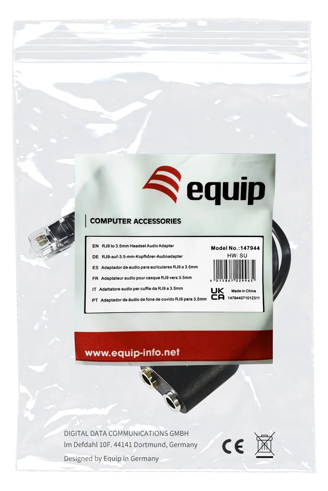 Equip Headsetadapter - RJ-9 männlich zu 3,5-mm-Klinkenstecker weiblich, Ansicht 3