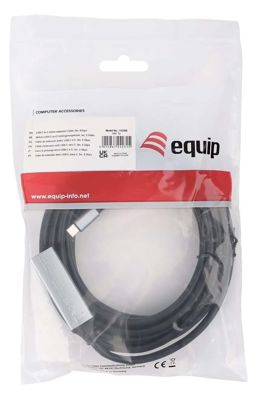 Equip Kabel Usb-C3.2->C Gen1 Akt.Erweit.St/Bu schwarz - Kabel - Digital/Daten, Ansicht 2