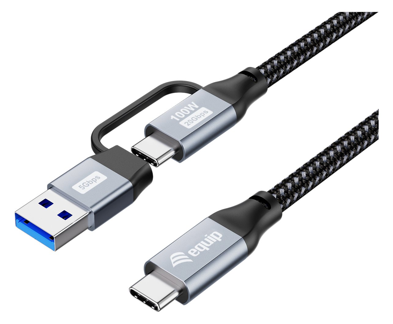 Equip Kabel USB-C3.2->C/A Gen2x2 PD100W St/St schwarz - Kabel - Digital/Daten von LumaTech