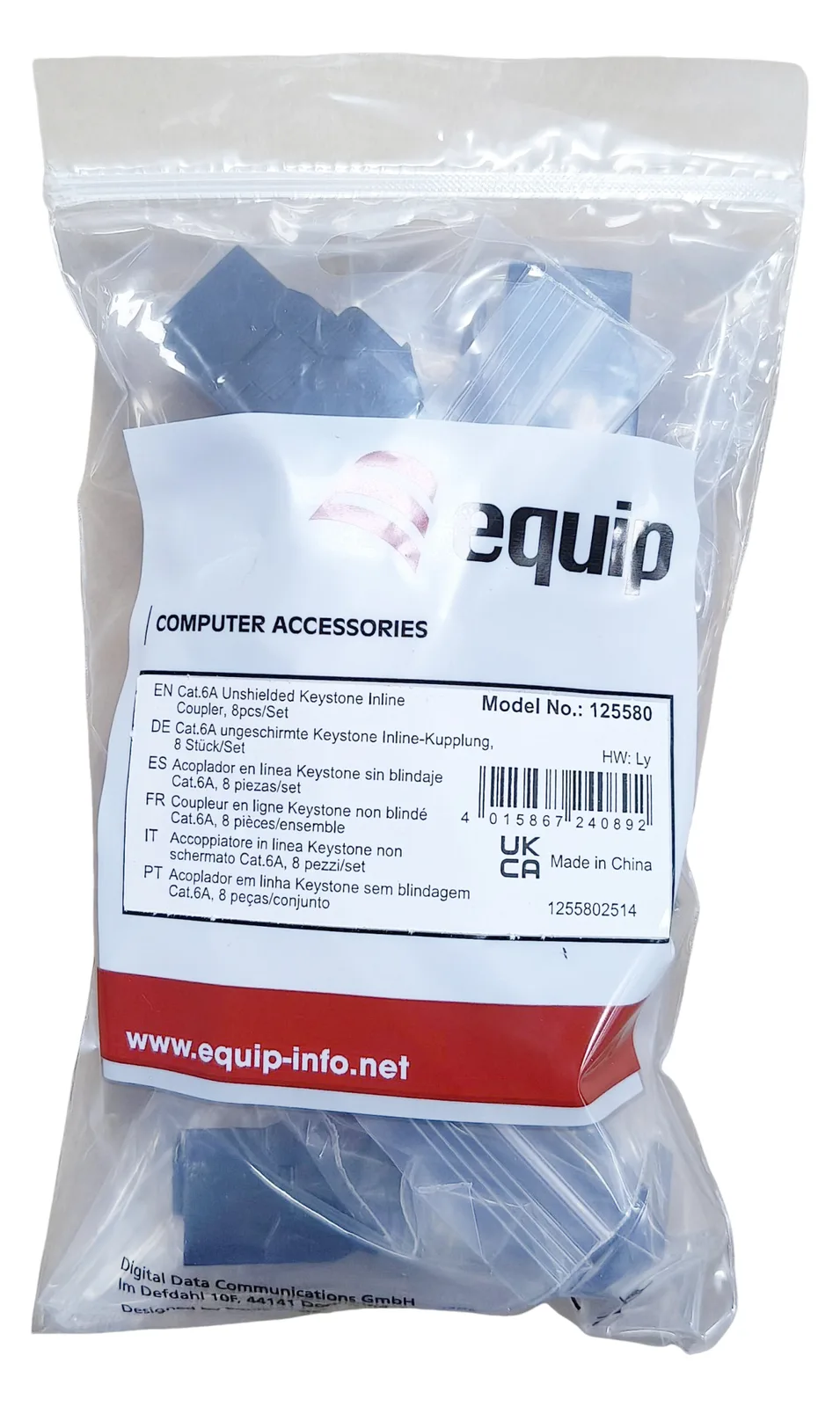 Equip Keystone-Koppler ungeschirmt Cat6A 2xRJ45 8Stk sw, Ansicht 2
