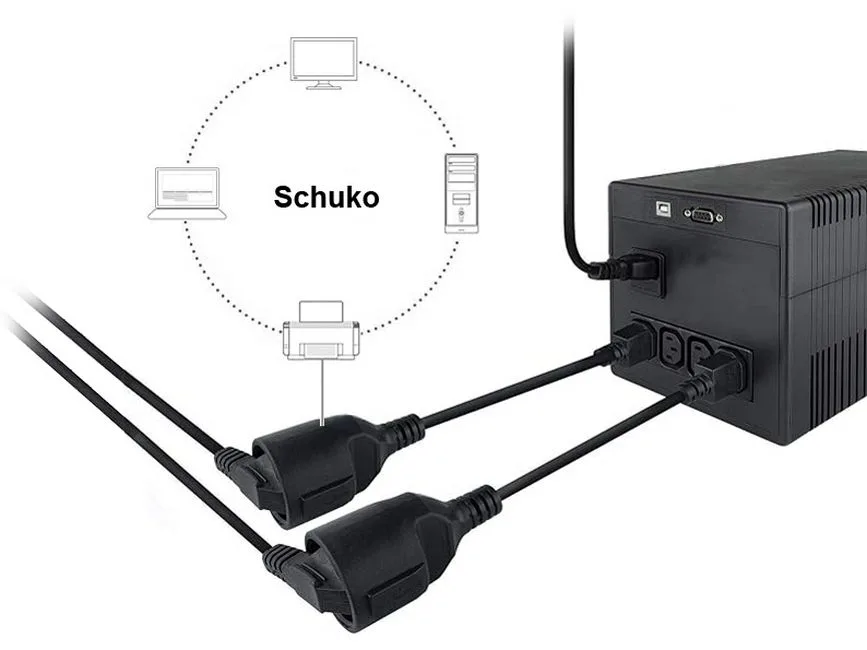 Equip Stromkabel C14 ->CEE 7/3 St/Bu schwarz - Strom/Netzteil - 0,25 m, Ansicht 4