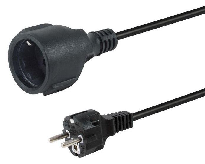Equip Stromkabel CEE 7/7->CEE 7/3 St/Bu schwarz - Strom/Netzteil