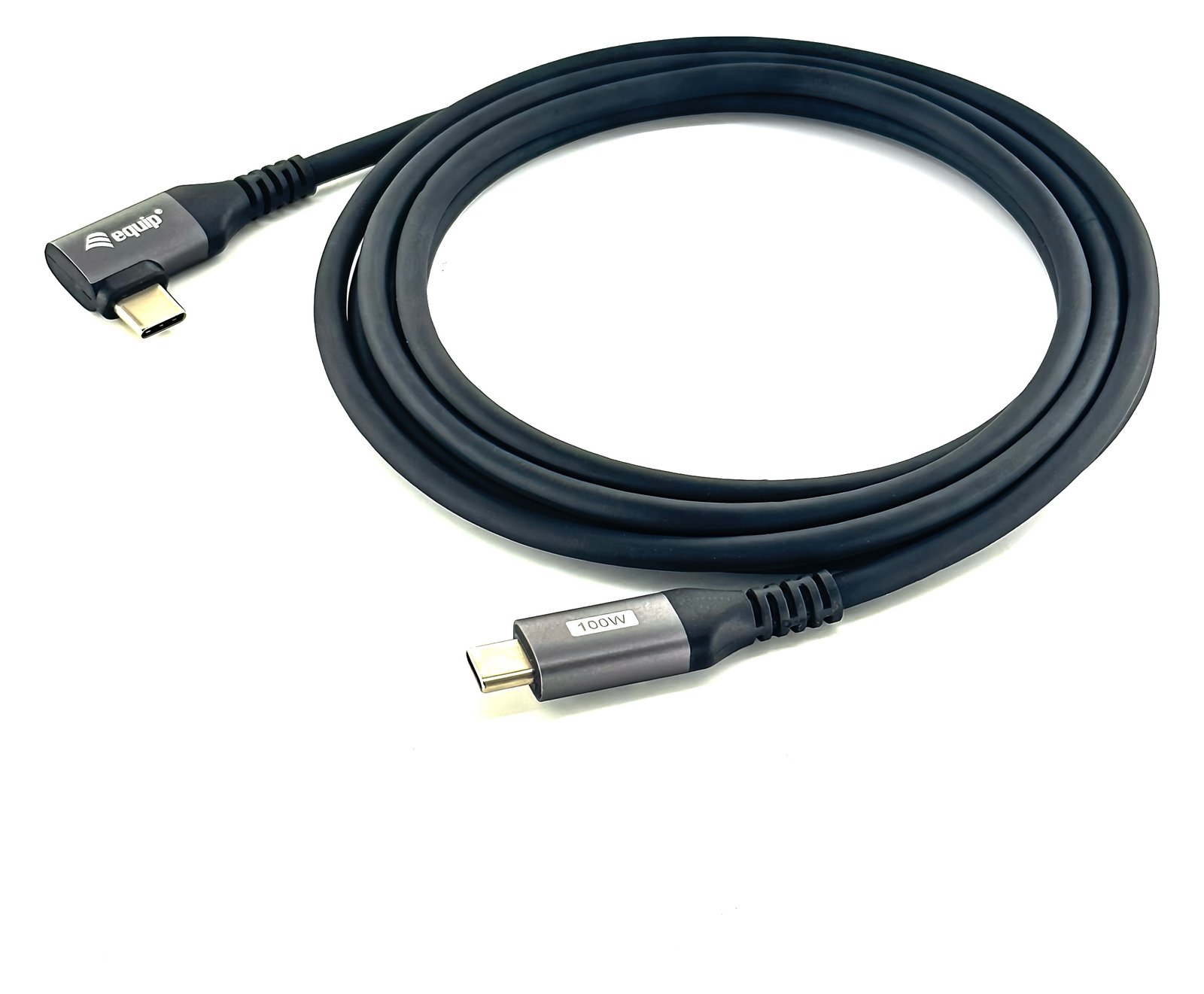 Equip USB 2.0 C auf C 90° abgewinkeltes Kabel - Stecker/Stecker - 1,0 m - 100 W mit Emark-Chip - 1 m - Schwarz von LumaTech