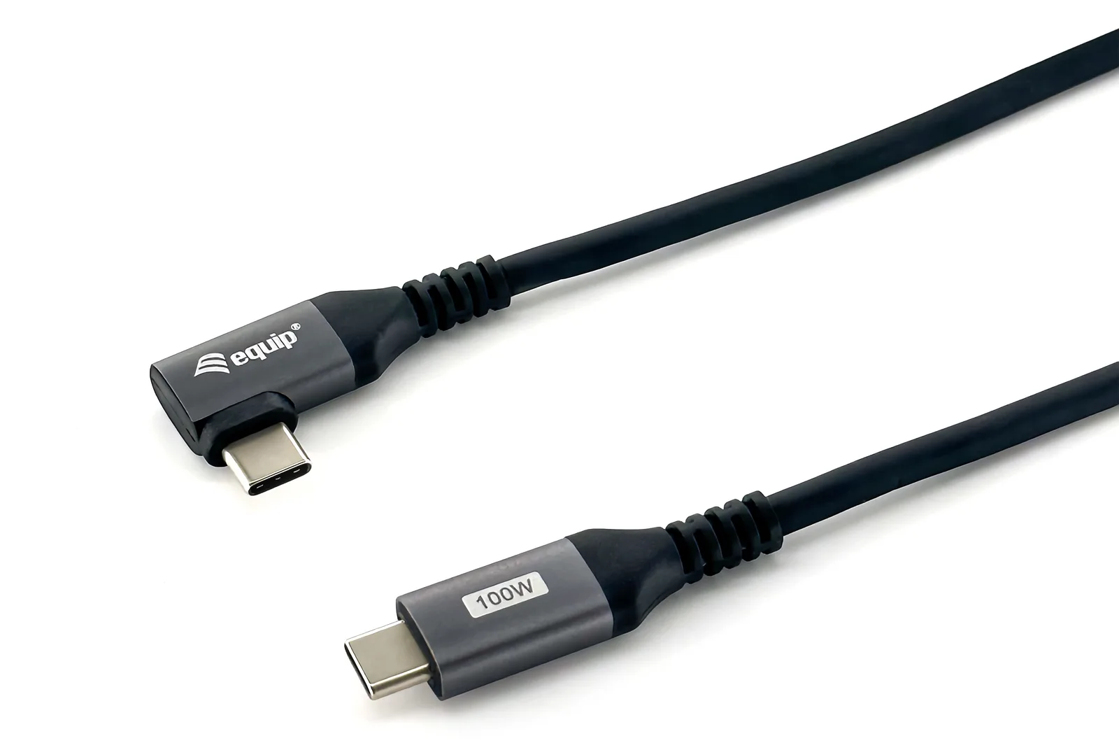 Equip USB 2.0 C auf C 90° abgewinkeltes Kabel - Stecker/Stecker - 3,0 m - 100 W mit Emark-Chip - 3 m  - Schwarz, Ansicht 2