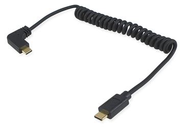 Equip USB 2.0 C auf C 90° abgewinkeltes Spiralkabel - Stecker/Stecker - 1 m - 1 m - USB C - USB C - USB 2.0 - Schwarz von LumaTech