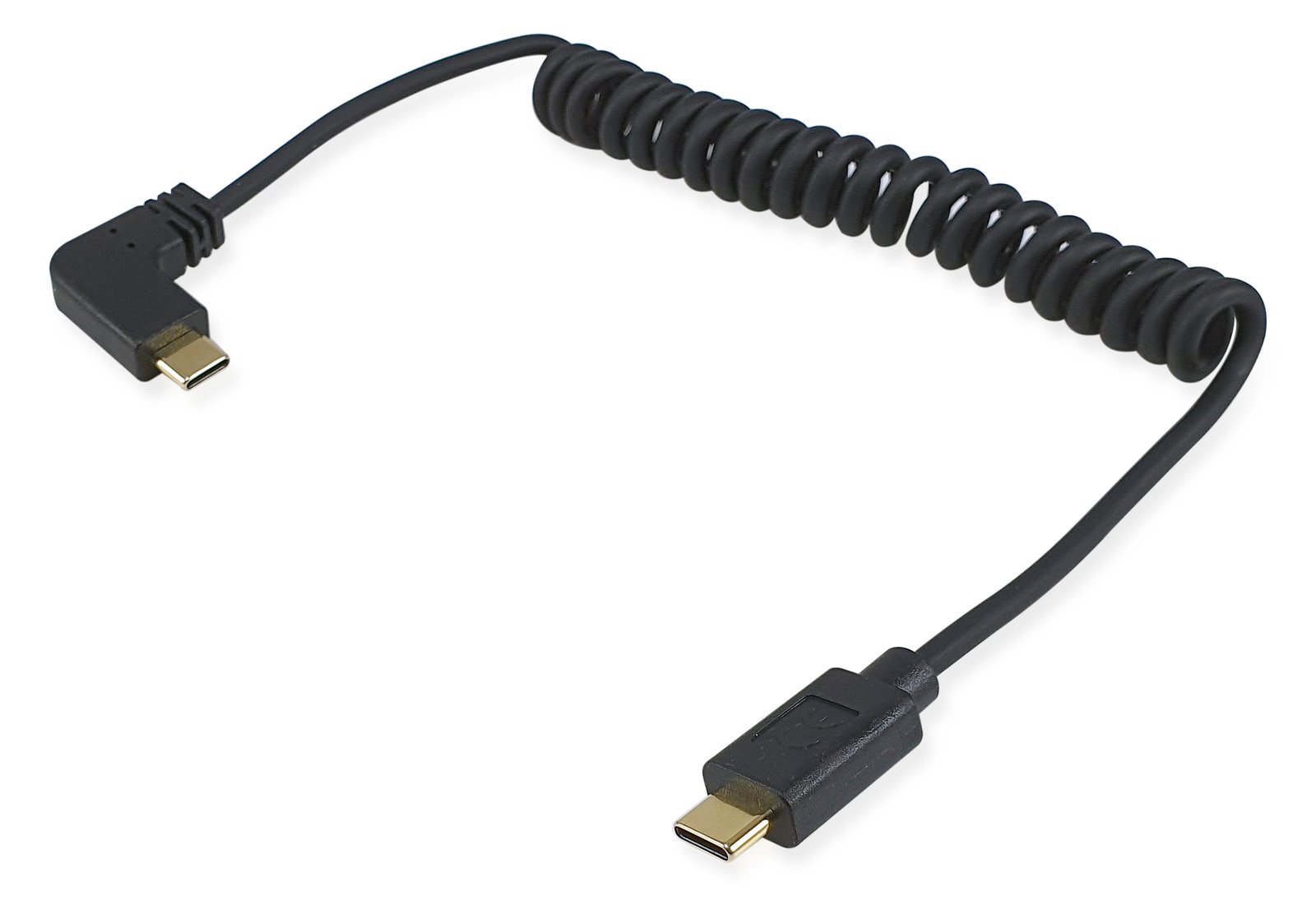 Equip USB 2.0 C auf C 90° abgewinkeltes Spiralkabel - Stecker/Stecker - 1 m - 1 m - USB C - USB C - USB 2.0 - Schwarz von LumaTech