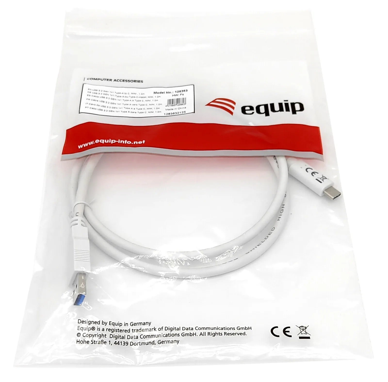 Equip USB 3.2 Gen 1 Typ A auf Typ C Kabel - M/M - 2 m - 1 m - USB A - USB C - USB 3.2 Gen 1 (3.1 Gen 1) - 5 Gbit/s -Weiß, Ansicht 2