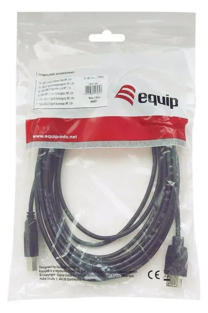 Equip USB Kabel 2.0 A-B St/St schwarz Polybeutel - Kabel - Digital/Daten, Ansicht 4