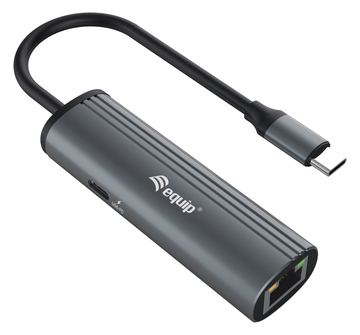 Equip USB-C-auf-RJ45-Gigabit-Netzwerk + PD-Adapter - USB Typ-C - Schwarz - Grau - RJ-45 - USB 3.2 Gen 1 (3.1 Gen 1) von LumaTech