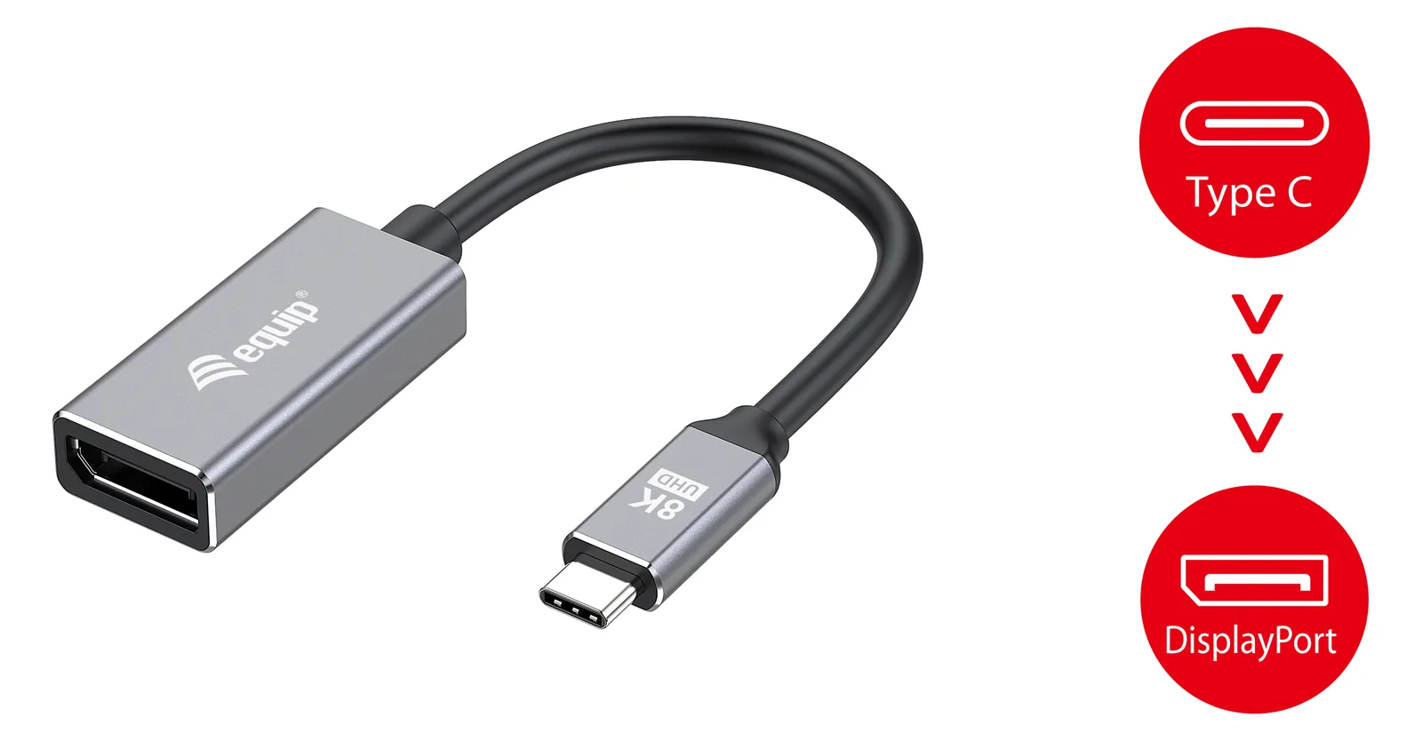 Equip Videoadapter - 24 pin USB-C (M) zu DisplayPort (W), Ansicht 2