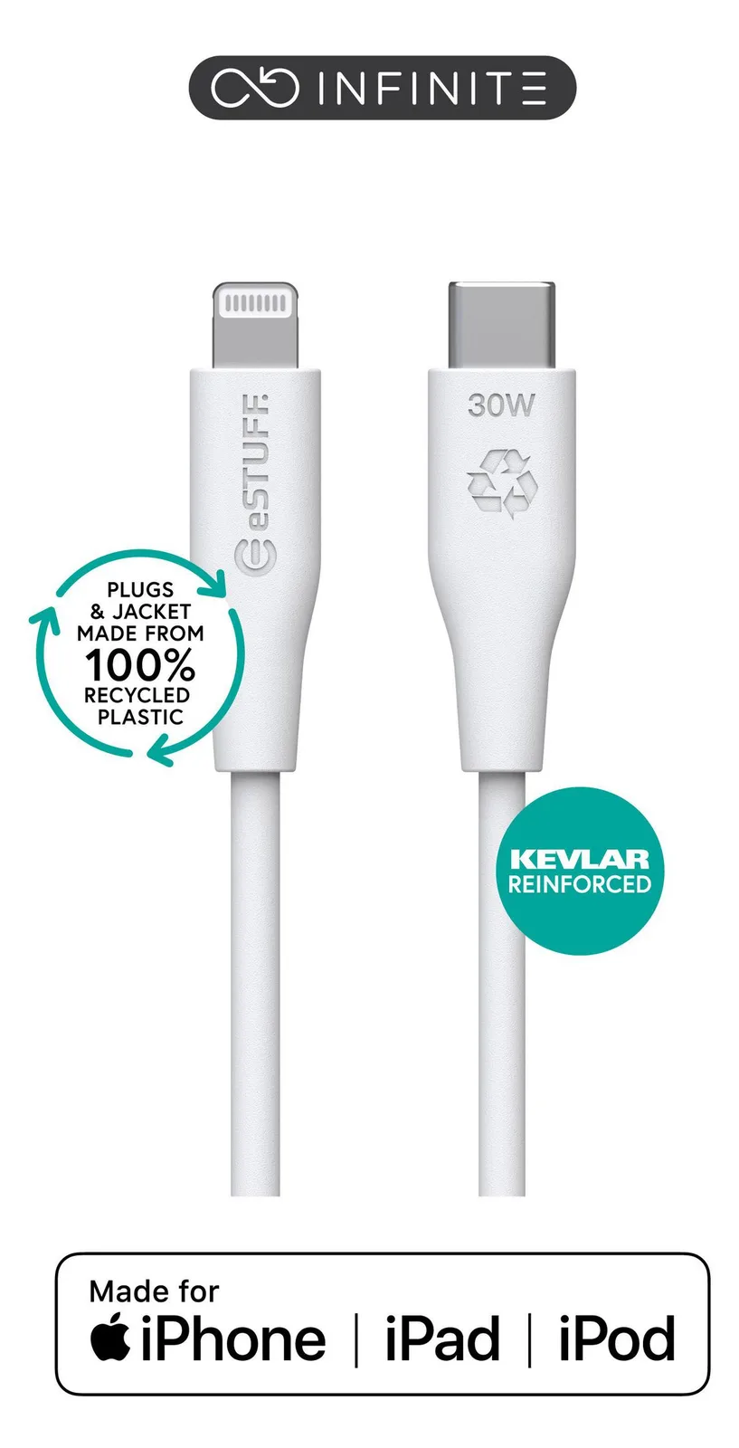 eSTUFF INFINITE - USB-C - 24 pin USB-C (M) gerade zu Lightning (M), Ansicht 2