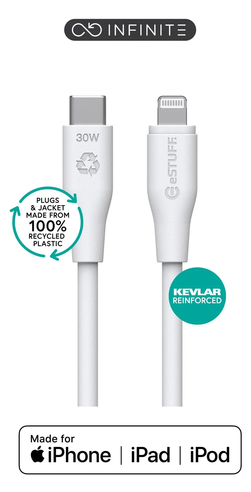 eSTUFF INFINITE - USB-C - 24 pin USB-C (M) gerade zu Lightning (M), Ansicht 2