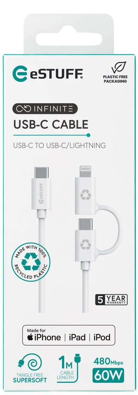 eSTUFF INFINITE GRS Super Soft 100% Recycled TPE 2-IN-1 - Kabel - Digital/Daten, Ansicht 4