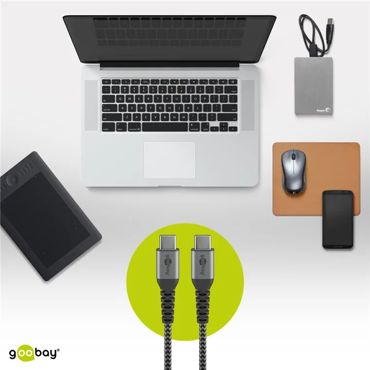 Goobay 49303 - 2 m - USB C - USB C - USB 2.0 - 0,48 Gbit/s - Grau - Silber, Ansicht 3