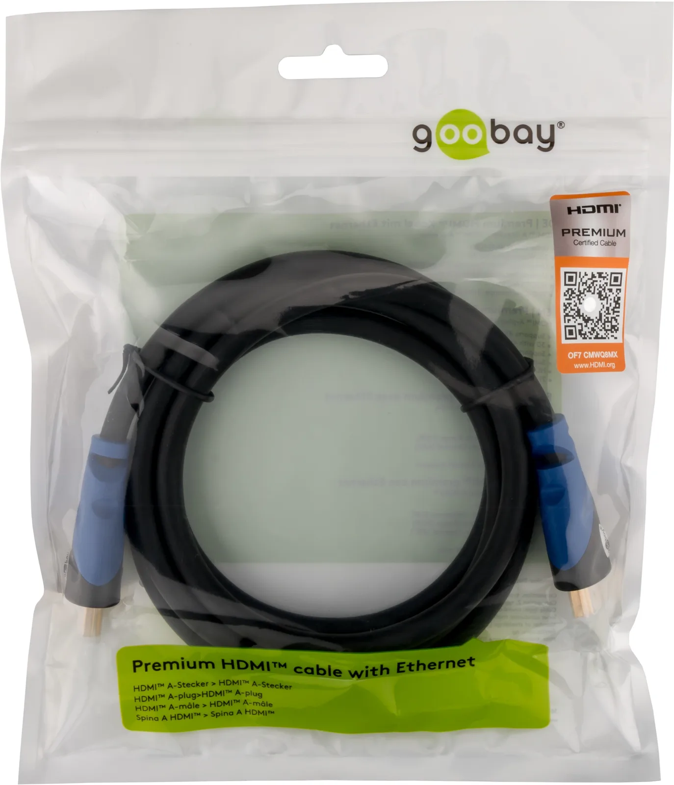 Goobay Premium High Speed - HDMI mit Ethernetkabel - HDMI (M), Ansicht 2