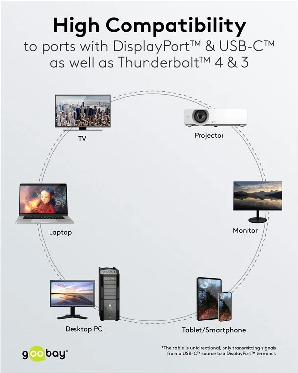Goobay USB-C -auf-DisplayPort -Kabel 4K a 60 Hz 2 m schwarz - -Stecker> - Kabel - Digital/Daten, Ansicht 3