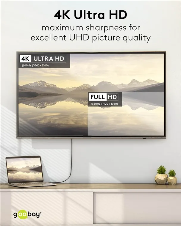 Goobay USB-C -auf-DisplayPort -Kabel 4K a 60 Hz 2 m schwarz - -Stecker> - Kabel - Digital/Daten, Ansicht 4