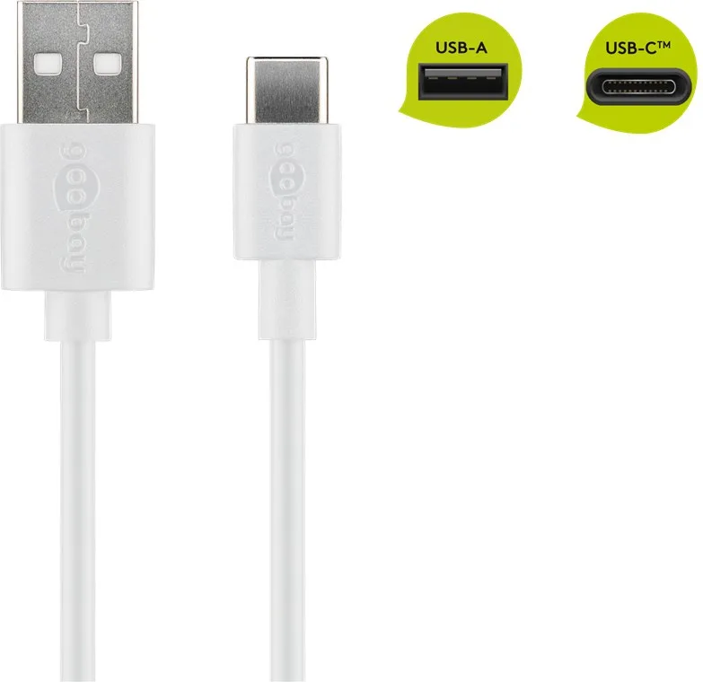 Goobay USB-C Lade- und Synchronisationskabel - 1m - 1 m - USB A - USB C - USB 2.0 - 480 Mbit/s - Weiß, Ansicht 2