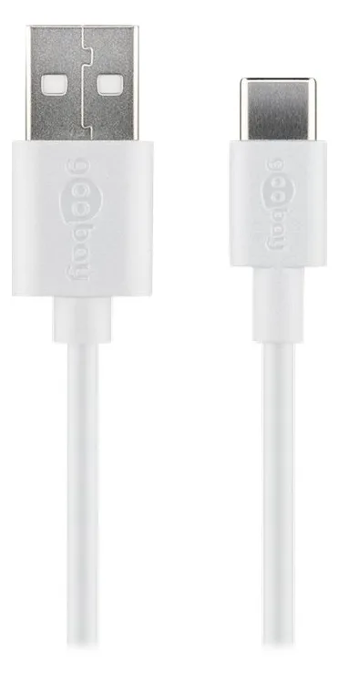 Goobay USB-C Lade- und Synchronisationskabel - 1m - 1 m - USB A - USB C - USB 2.0 - 480 Mbit/s - Weiß, Ansicht 3