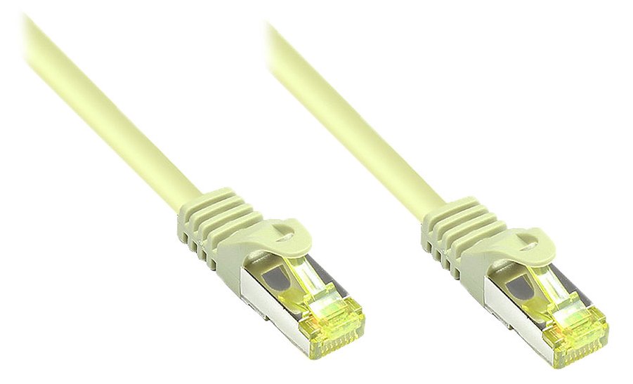 Good Connections RJ45 Patchkabel mit Cat. 7 Rohkabel und Rastnasenschutz - S/FTP - PiMF - halogenfrei - grau - 0,15m