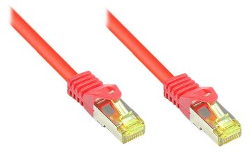 Good Connections RJ45 Patchkabel mit Cat. 7 Rohkabel und Rastnasenschutz (RNS) - S/FTP - PiMF - halogenfrei - rot - 1m von LumaTech