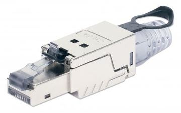 IC Intracom Intellinet Modular Plug Cat6a 10G Shielded Toolless RJ45 Modular Field Termination Plug with Pull-ring von LumaTech