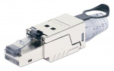 IC Intracom Intellinet Modular Plug Cat6a 10G Shielded Toolless RJ45 Modular Field Termination Plug with Pull-ring