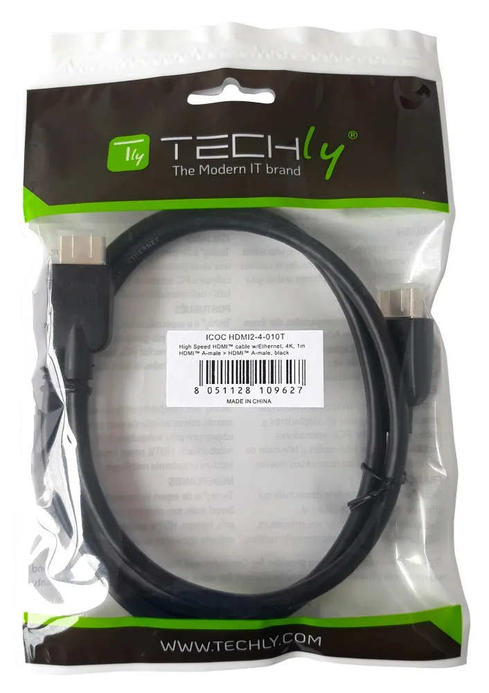 IC Intracom TECHly - Highspeed - HDMI-Kabel mit Ethernet - HDMI männlich zu HDMI männlich - 2 m - Dreifachisolierung, Ansicht 2