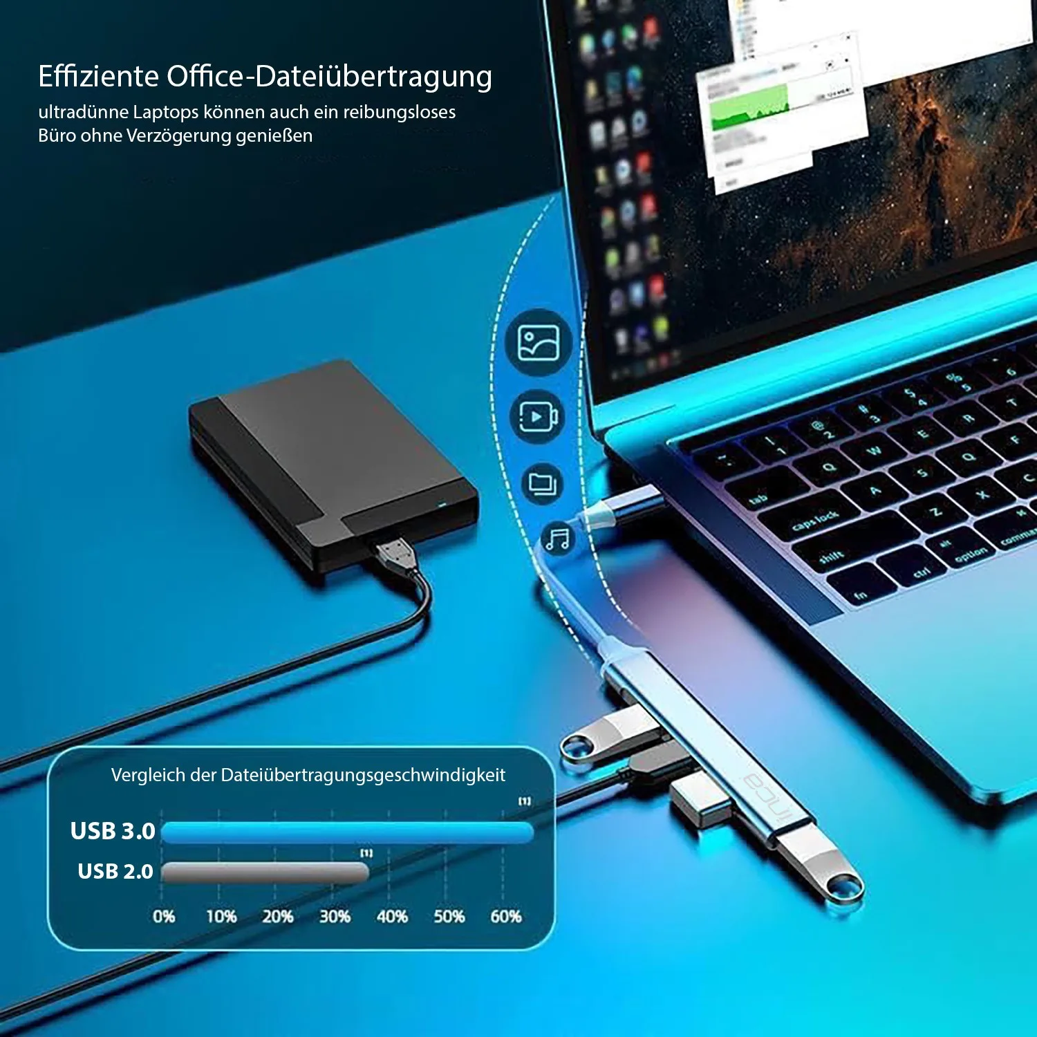 INCA Adapter IUSB-04TX Typ C USB Eingang 2.0/3.0 Ausgang - Adapter, Ansicht 2