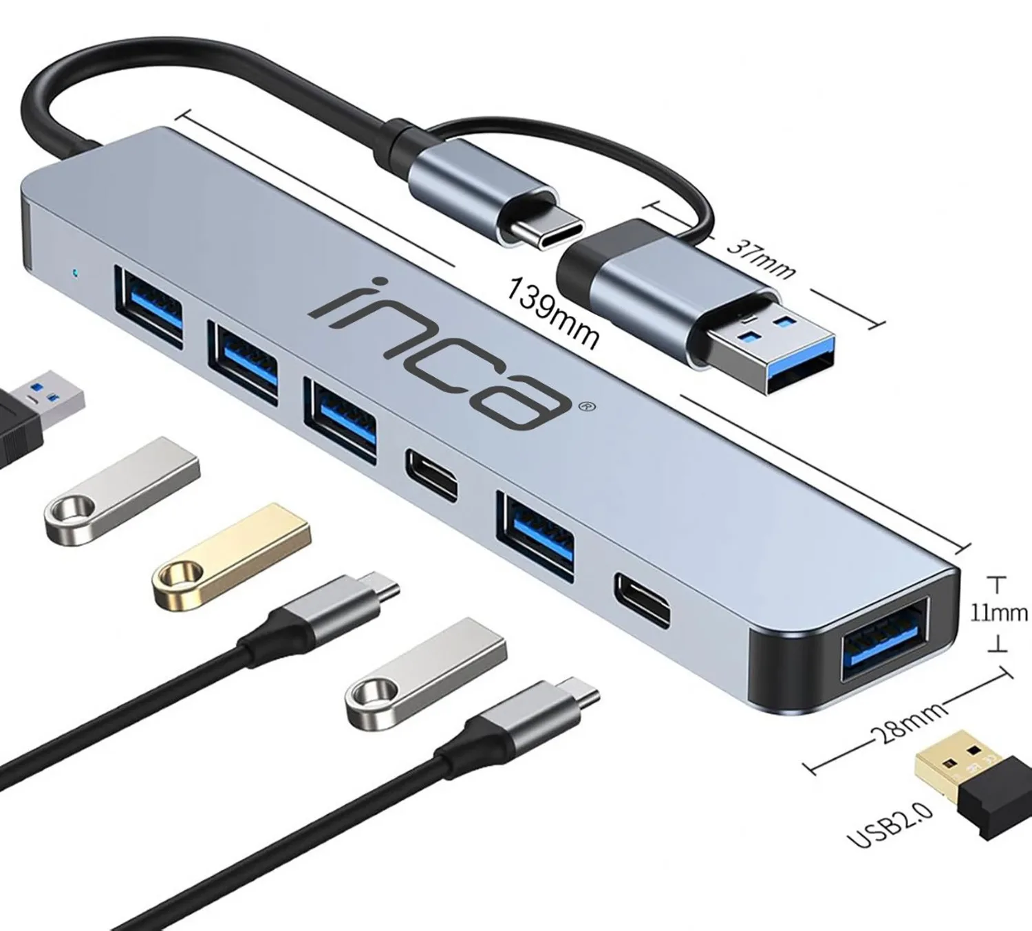 INCA Adapter IUTP-7T USB C/A 5Gbit/s - Adapter, Ansicht 4