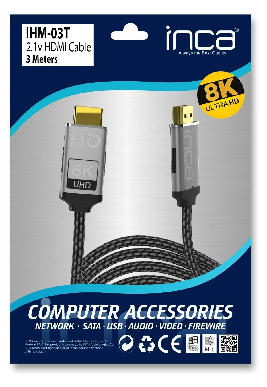 INCA HDMI-Kabel IHM-03T 2.1 High-Speed Anschlusskabel retail - Kabel - Kabel - Digital/Display/Video, Ansicht 2