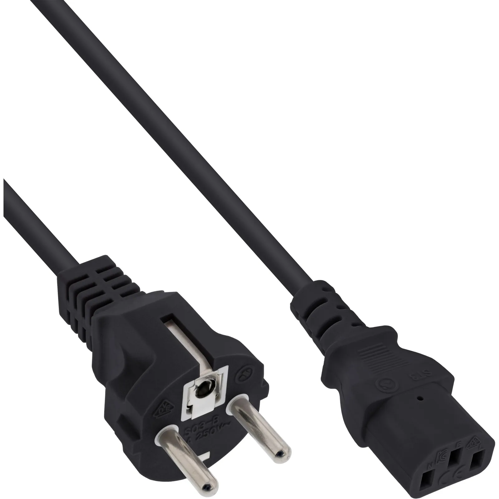 InLine 35er B-Pack Netzkabel - Schutzk. gerade/Kaltgeräte ST C13 - schwarz - 1,8m, Ansicht 2