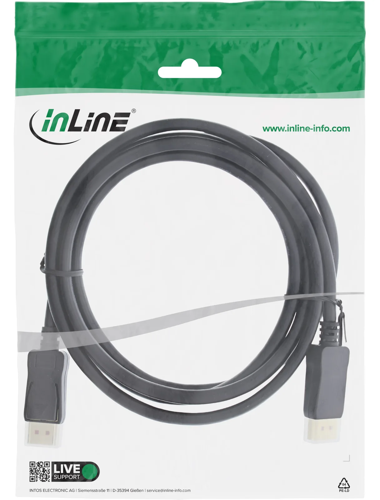 InLine DisplayPort 1.4 Kabel - 8K4K - schwarz - vergoldete Kontakte - 5m, Ansicht 3