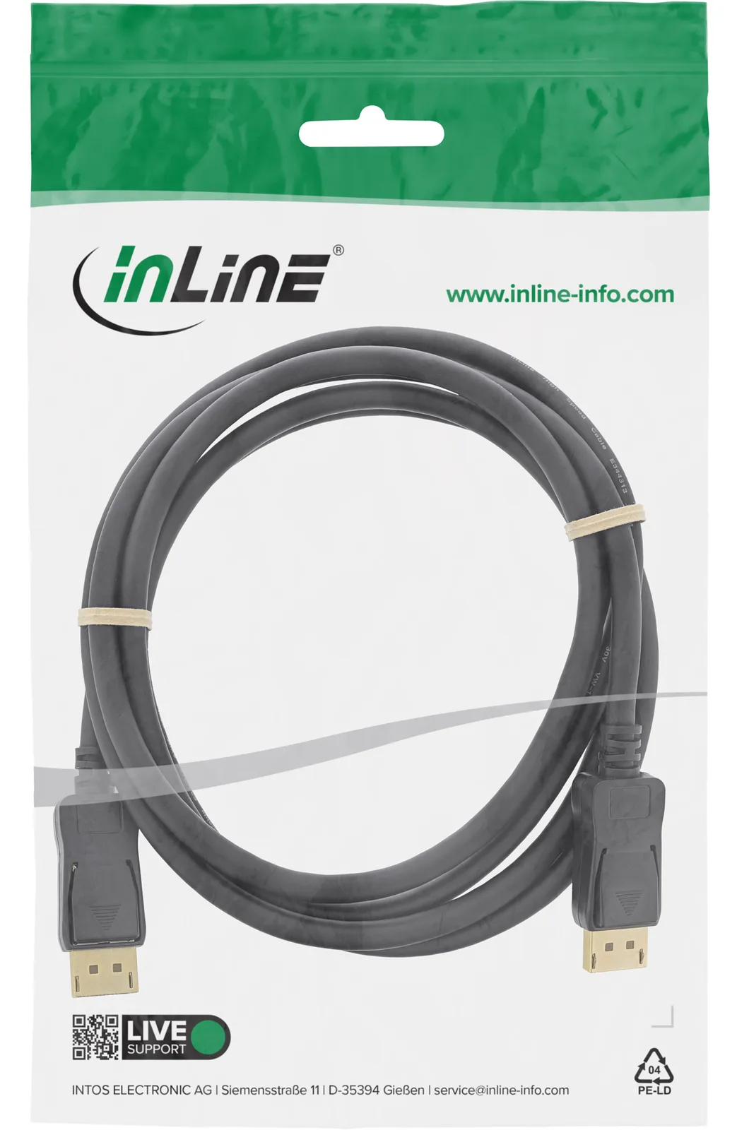 InLine DisplayPort Kabel - schwarz - vergoldete Kontakte - 2m, Ansicht 2
