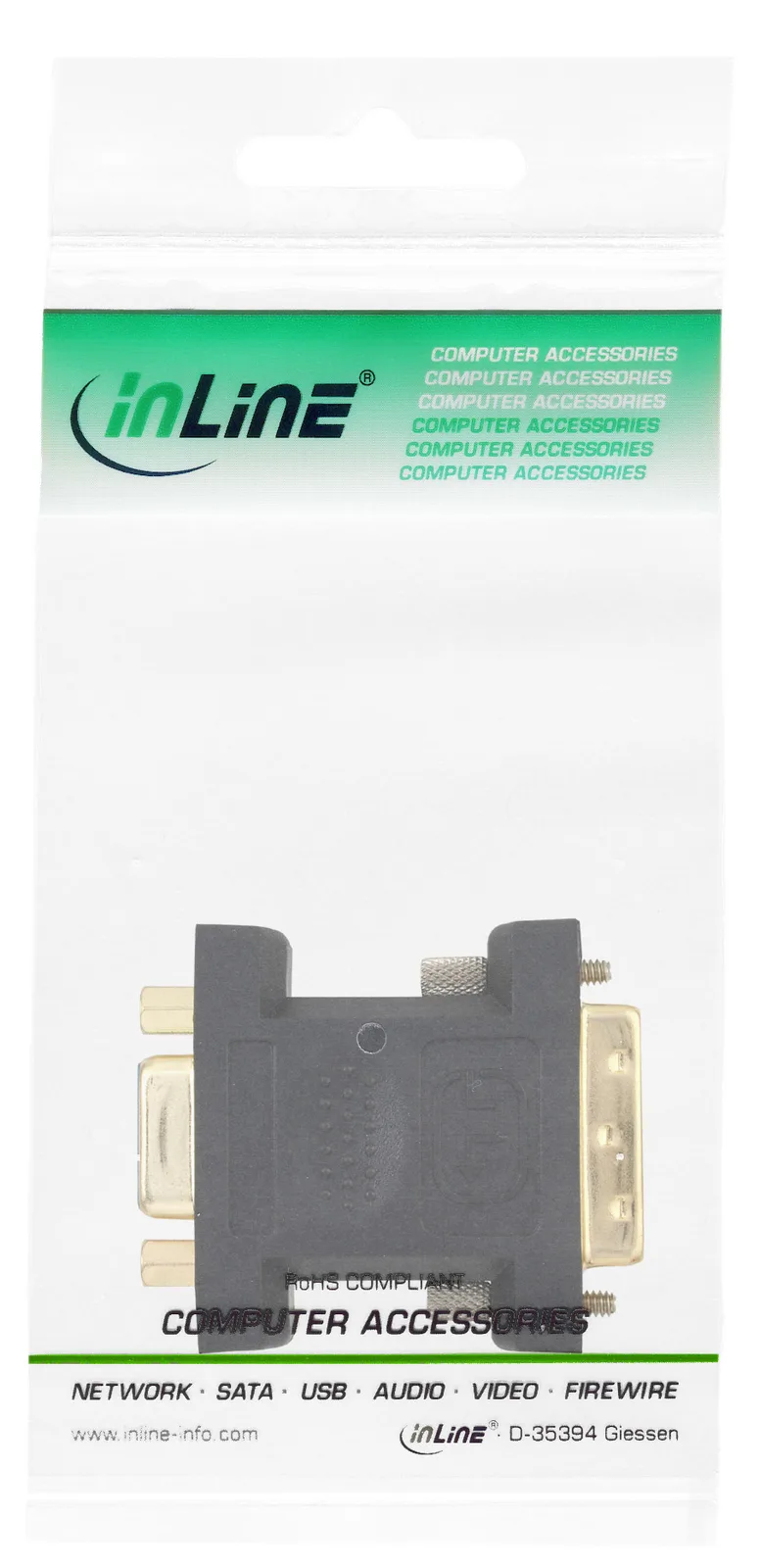 InLine DVI-A Adapter - Analog 12+5 Stecker auf 15pol HD Buchse (VGA) - vergoldet, Ansicht 2
