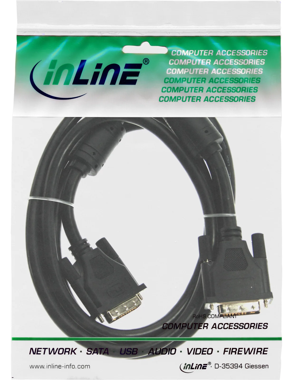 InLine DVI-D Kabel - digital 24+1 Stecker / Stecker - Dual Link - 2 Ferrite - 2m, Ansicht 3