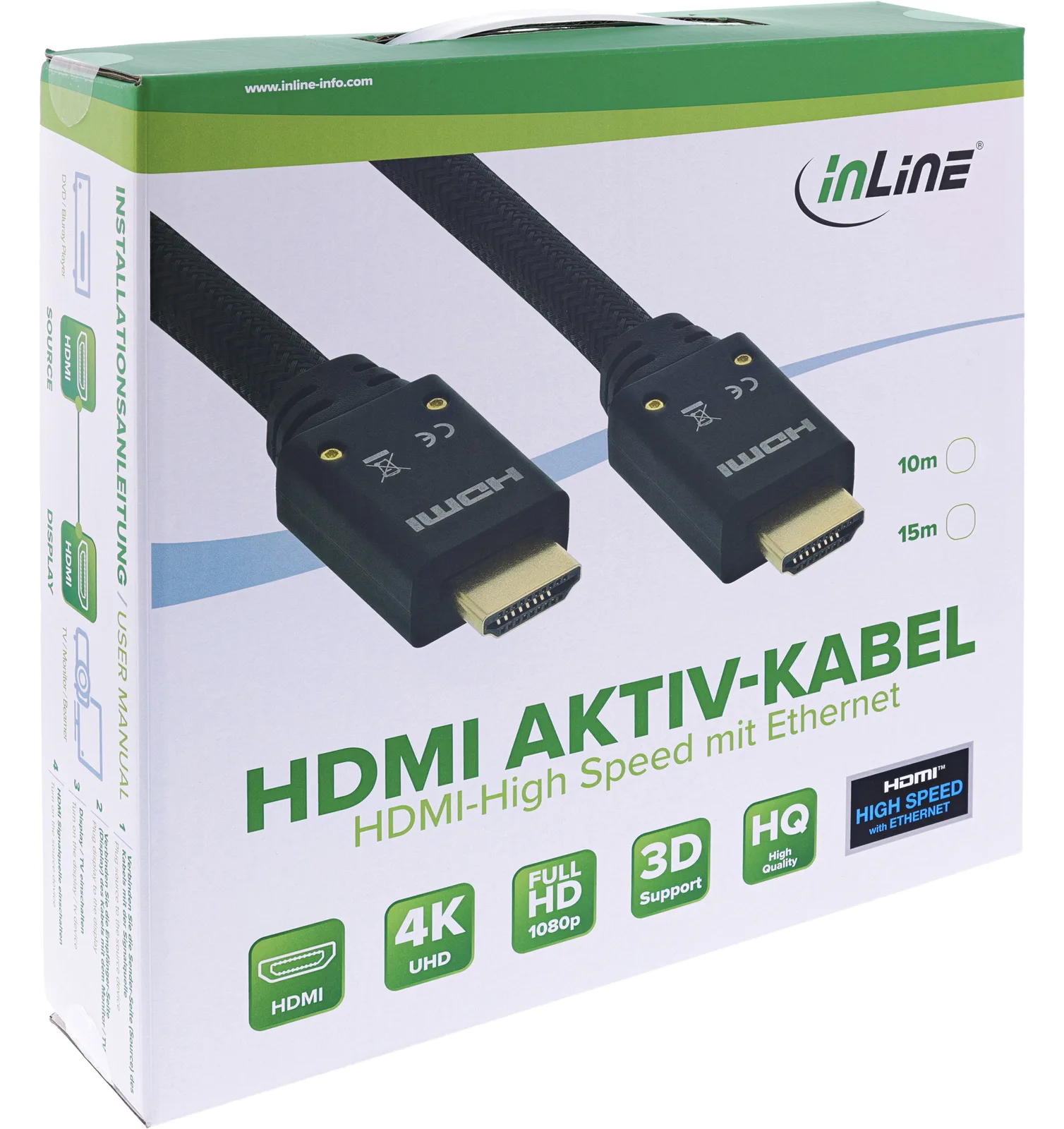 InLine HDMI Aktiv-Kabel - HDMI-High Speed mit Ethernet - 4K2K - ST/ST - 15m, Ansicht 2