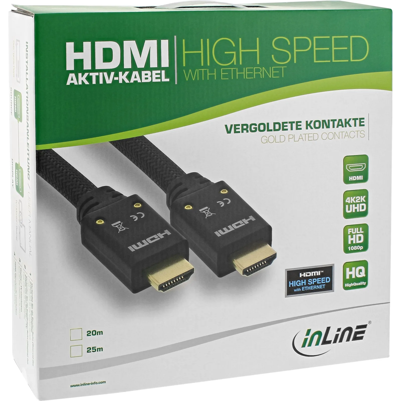 InLine HDMI Aktiv-Kabel - HDMI-High Speed mit Ethernet - 4K2K - ST/ST - 25m, Ansicht 2