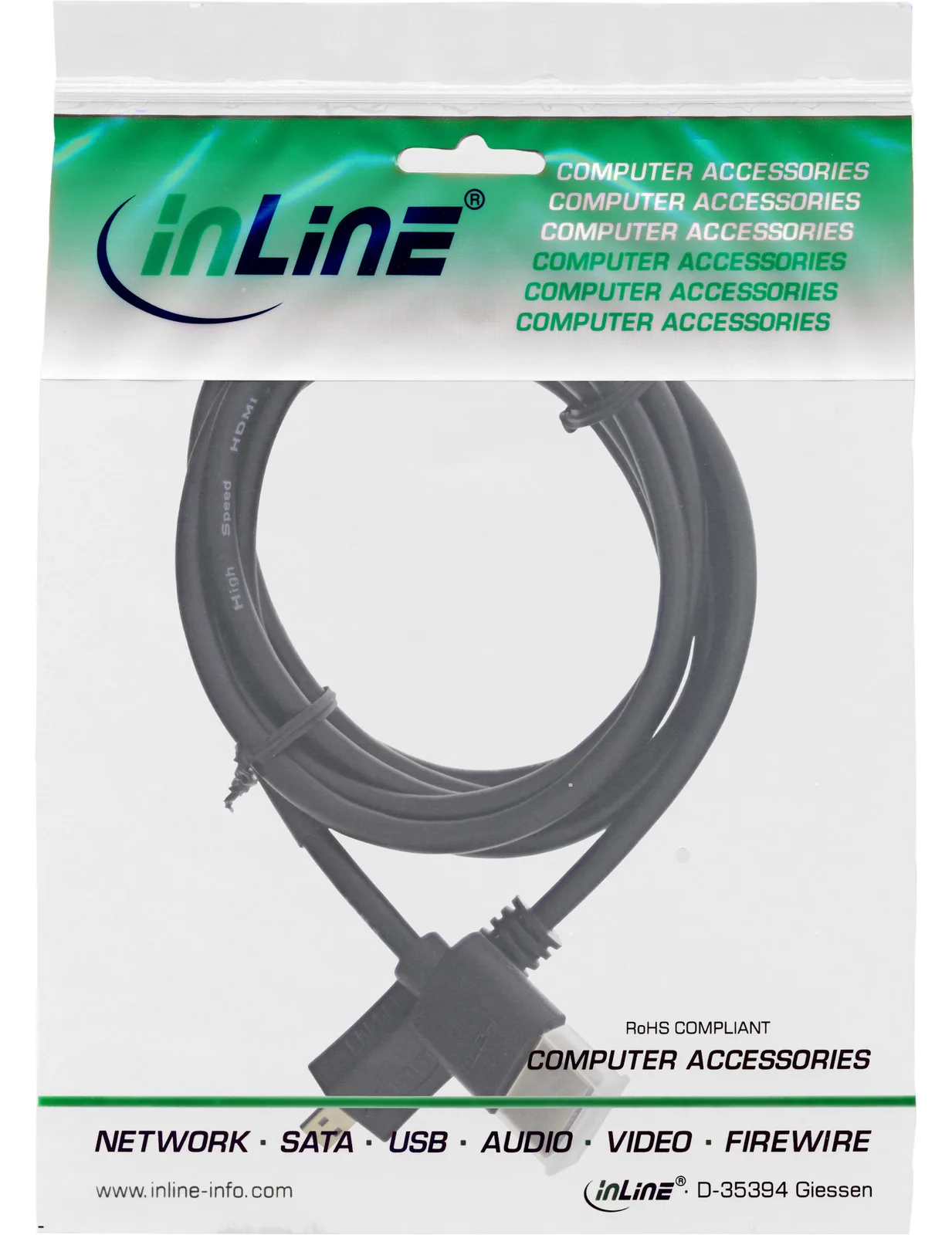 InLine HDMI Superslim Kabel A an D - HS mit Eth. - Premium - schwarz / gold - 1,8m, Ansicht 2