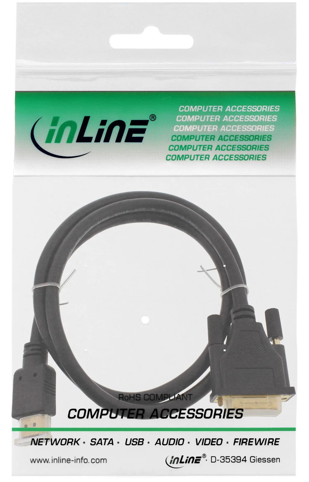 InLine HDMI-DVI Kabel - vergoldete Kontakte - HDMI ST auf DVI 18+1 ST - 2m, Ansicht 4
