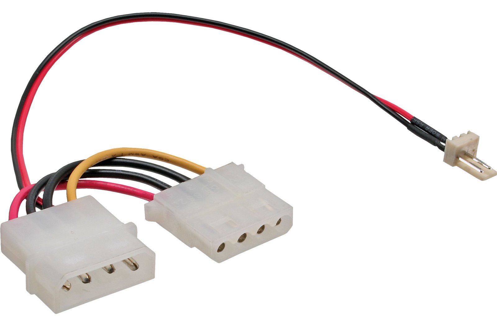 InLine Lüfter Adapterkabel - 3pol Lüfter an 4pol Netzteil 12V - 0,15m