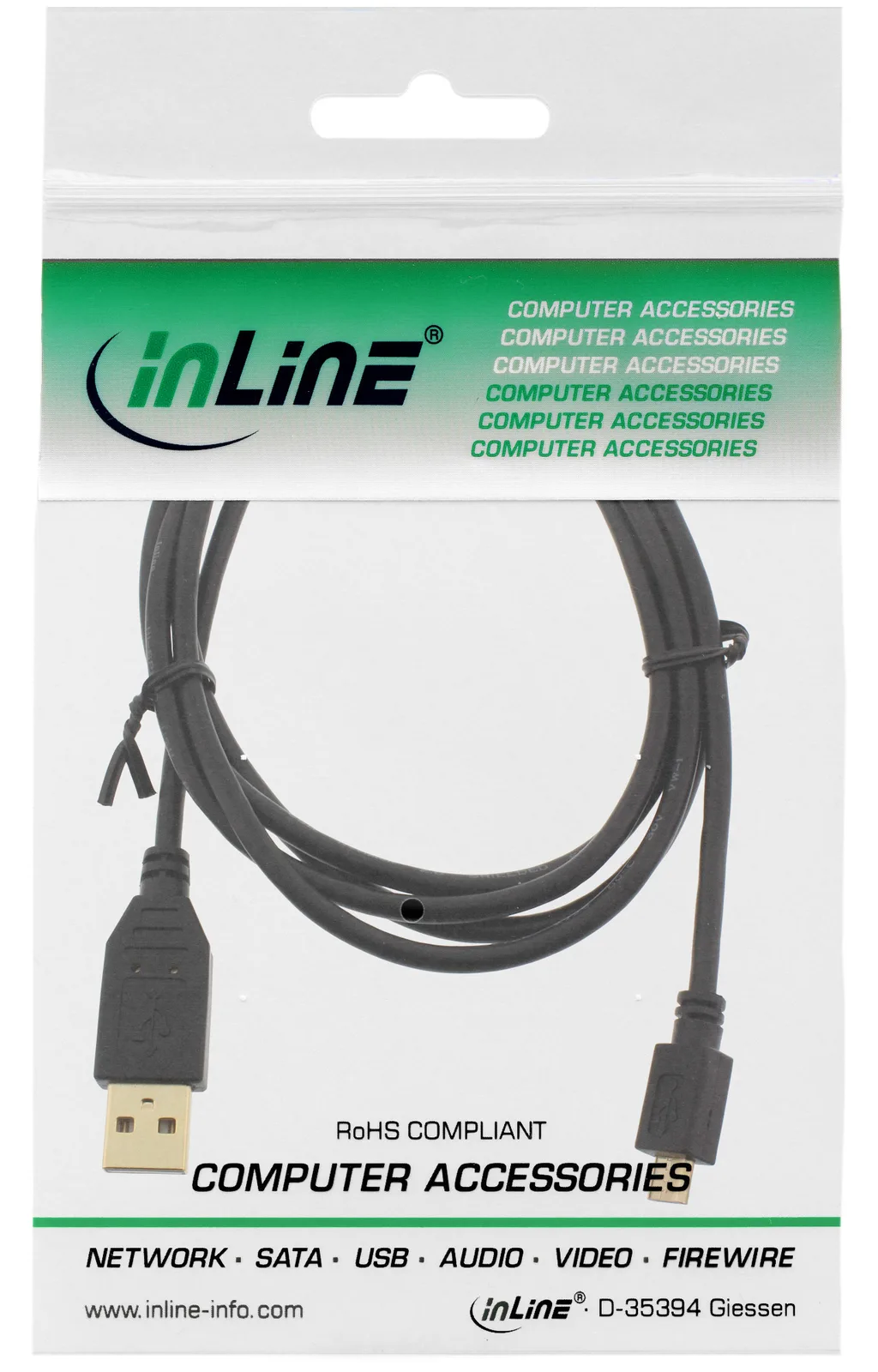 InLine Micro-USB 2.0 Kabel - USB-A ST an Micro-B ST - vergoldete Kontakte - 2m, Ansicht 4