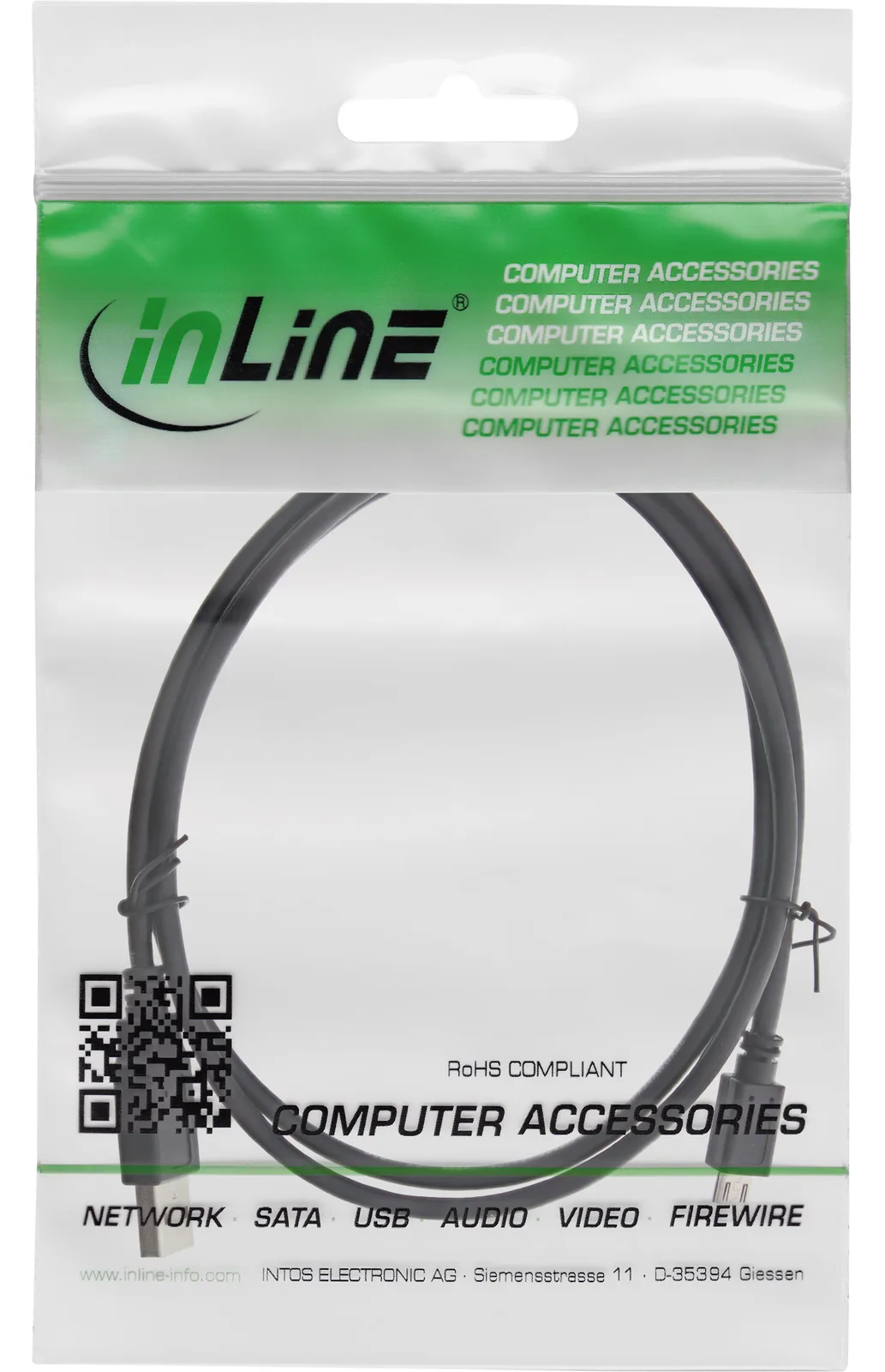 InLine Micro-USB 2.0 Kabel - USB-A Stecker an Micro-B Stecker - schwarz - 0,5m, Ansicht 3