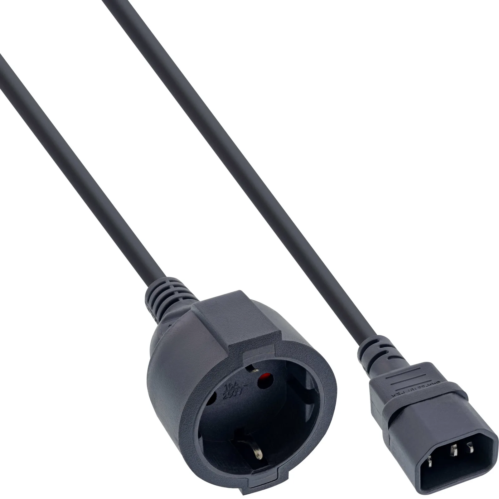 InLine Netz Adapter Kabel - Kaltgeräte C14 auf Schutzkontakt Buchse - 0,5m, Ansicht 2