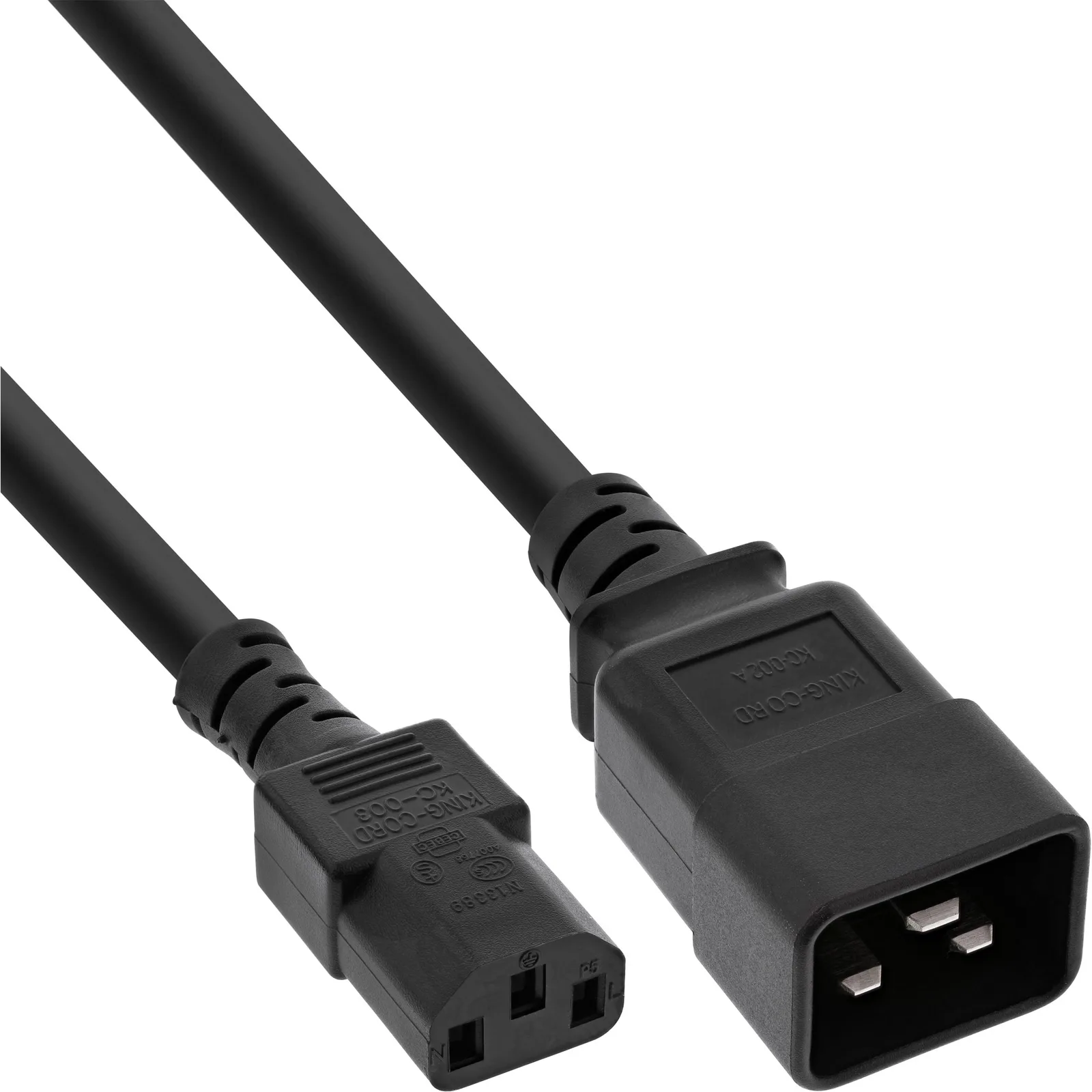 InLine Netz Adapterkabel - IEC 60320 C20 auf C13 - max.10A - 2m, Ansicht 2
